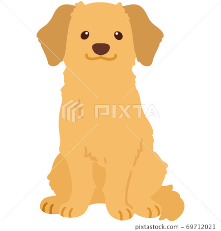 Simple And Cute Golden Retriever Illustration Stock Illustration 69712021 Pixta
