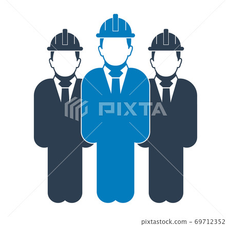 Standing Engineer team Icon. Flat style vector... - Stock Illustration ...