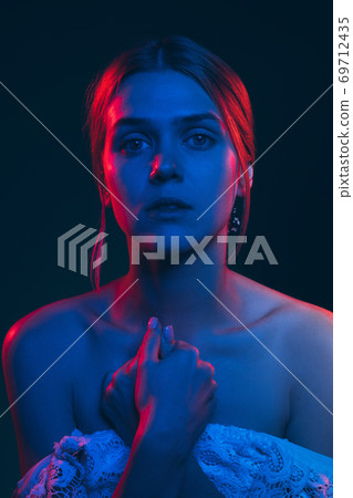 female silhouette neon light portrait woman female silhouette neon light portrait woman 69712435