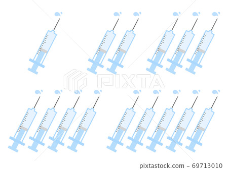 排列1至5個藍色注射器 排列1至5個藍色注射器 69713010