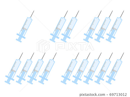 排列1至5個藍色注射器 69713012
