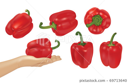 Whole Paprika or Red Sweet Pepper Isolated on White Whole Paprika or Red Sweet Pepper Isolated on White 69713640