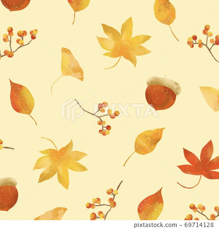 Autumn leaves illustration with a gentle touch 69714128