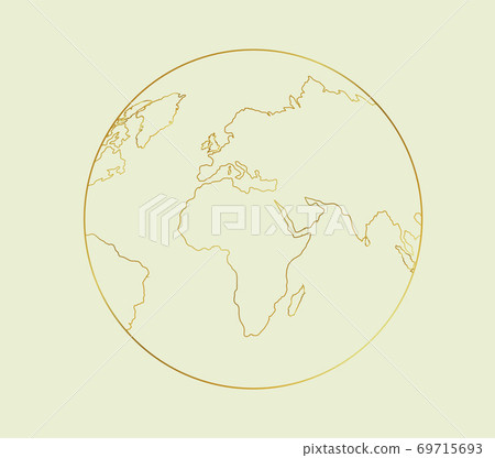 Golden world globe. Vector earth icon. Map 69715693