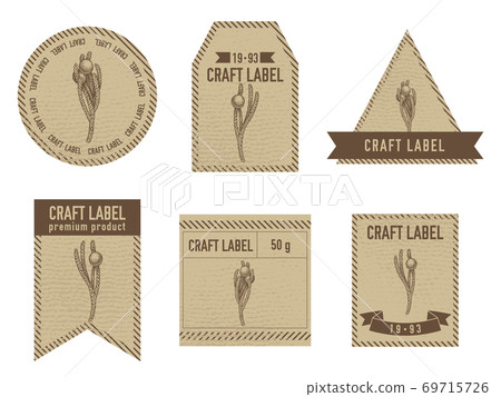 Craft labels vintage design with illustration of brunia Craft labels vintage design with illustration of brunia 69715726