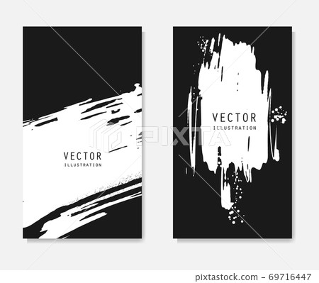 Abstract ink brush banners set with grunge effect Abstract ink brush banners set with grunge effect 69716447