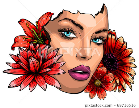 beauty Girl Floral face vector illustration design 69716516