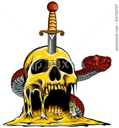 Snake and Skull Vector Illustration image design Snake and Skull Vector Illustration image design 69716707