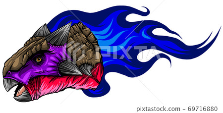Flaming dinosaurus with flames isolated vector illustration Flaming dinosaurus with flames isolated vector illustration 69716880