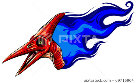 Flaming dinosaurus with flames isolated vector illustration Flaming dinosaurus with flames isolated vector illustration 69716904