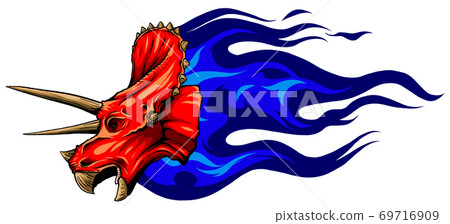 Flaming dinosaurus with flames isolated vector illustration Flaming dinosaurus with flames isolated vector illustration 69716909