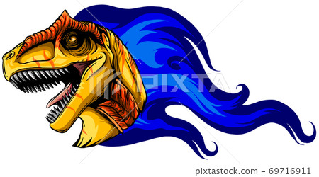 Flaming dinosaurus with flames isolated vector illustration Flaming dinosaurus with flames isolated vector illustration 69716911