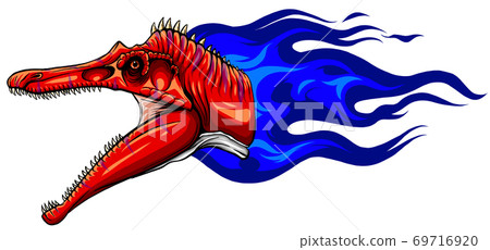 Flaming dinosaurus with flames isolated vector illustration Flaming dinosaurus with flames isolated vector illustration 69716920