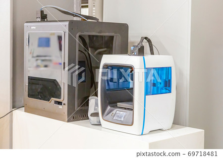 Professional equipment for 3D printing in the workshop. Moscow, Russia 69718481