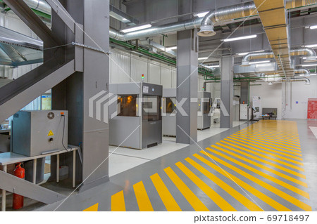 Professional equipment for 3D printing in the workshop. Moscow, Russia Professional equipment for 3D printing in the workshop. Moscow, Russia 69718497