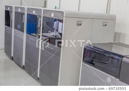 Professional equipment for 3D printing in the workshop. Moscow, Russia 69718503
