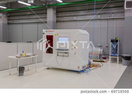 Professional equipment for 3D printing in the workshop. Moscow, Russia 69718508