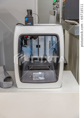Professional equipment for 3D printing in the workshop. Moscow, Russia Professional equipment for 3D printing in the workshop. Moscow, Russia 69718511