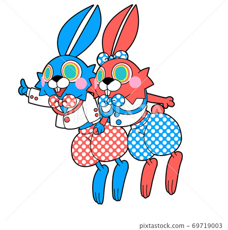 Rabbit with shoulders crossed 69719003