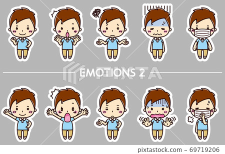 10-piece set of male facial expression illustrations 10-piece set of male facial expression illustrations 69719206