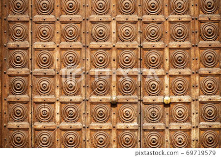 Ancient Wooden Studded Door - Full Frame Verona Italy 69719579