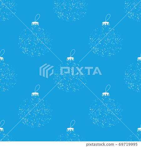 Seamless pattern made from white Christmas bauble shape from snowflakes on a blue background. Vector stock illustration. 69719995