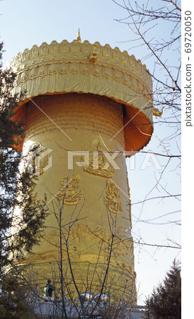 golden prayer wheel outlook in shangri la old town golden prayer wheel outlook in shangri la old town 69720050