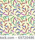Seamless pattern of colored pencils 69720486