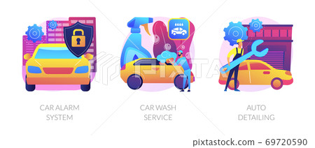 Automobile care service abstract concept vector illustrations. 69720590