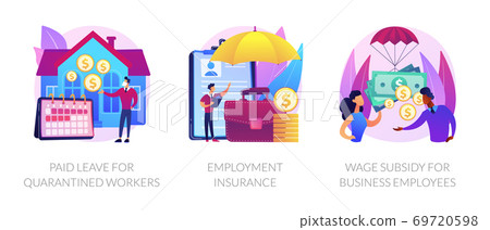 Governmental support for quarantined worker abstract concept vector illustrations. 69720598