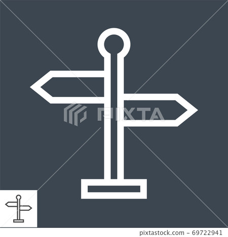 Signpost Thin Line Vector Icon 69722941