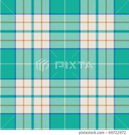 Checkered plaid vector illustration. Tartan Cloth Pattern. Seamless background of Scottish style great for wallpapers, textiles, decorations, festive wrappings. Turquoise, ivory color, and dark beige. Checkered plaid vector illustration. Tartan Cloth Pattern. Seamless background of Scottish style great for wallpapers, textiles, decorations, festive wrappings. Turquoise, ivory color, and dark beige. 69722972