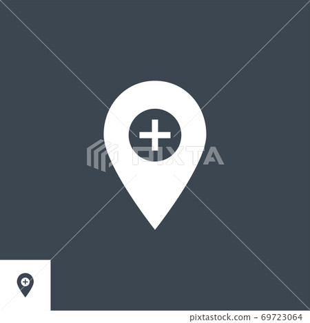 Hospital Location related vector glyph icon. Hospital Location related vector glyph icon. 69723064