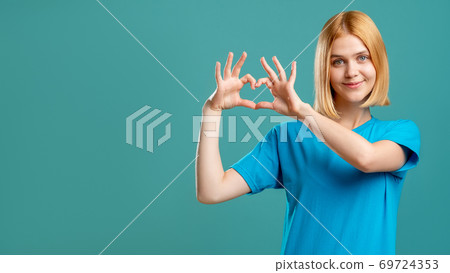 love sign sympathy compassion woman heart gesture 69724353