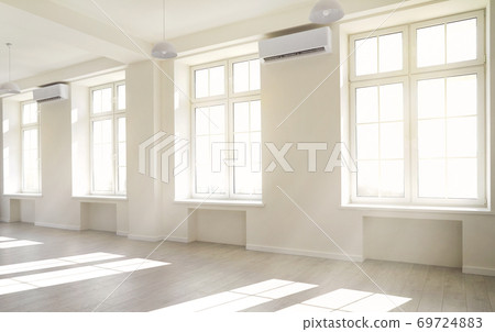 Empty light white room with window with sunlight. Empty light white room with window with sunlight. 69724883