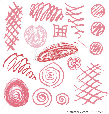 Cute children's drawing. Colored wax crayons. Icons, signs, symbols, pins Cute children's drawing. Colored wax crayons. Icons, signs, symbols, pins 69725993