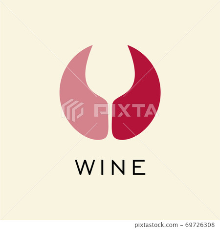 Round Logo for red and rose wine. Circle with negative space wine glass, wine cellar logotype concept. Stylish icon for wine graphic. Vector emblem. Round Logo for red and rose wine. Circle with negative space wine glass, wine cellar logotype concept. Stylish icon for wine graphic. Vector emblem. 69726308