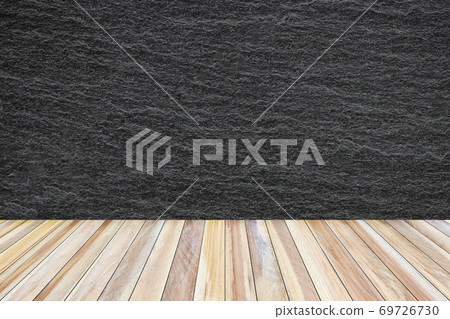 Wooden floor on black concrete background. Wooden floor on black concrete background. 69726730