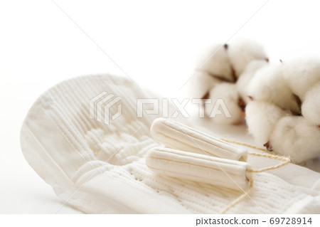 Napkin and tampon white background Napkin and tampon white background 69728914