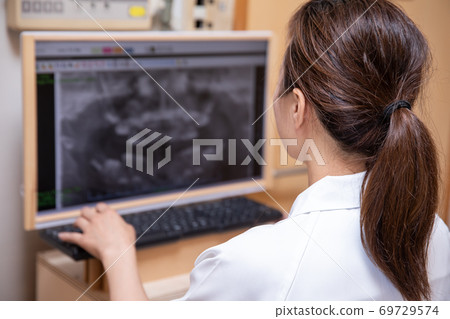X-ray image and dental hygienist 69729574