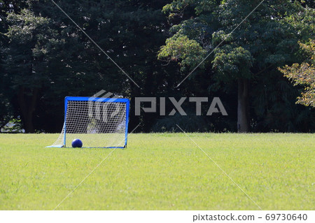Field soccer goal: Park on a sunny day Field soccer goal: Park on a sunny day 69730640