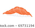 Salmon sushi. Isolated on white background. Vector illustration. 69731194