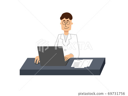 在PC上工作的男研究員 69731756