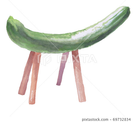 Spirit horse cucumber watercolor material 69732834