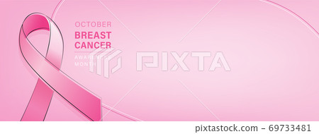 Breast cancer awareness campaign banner with pink ribbon 69733481