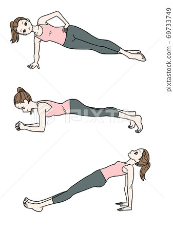 3 types of planks with face Stock Illustration 69733749 PIXTA