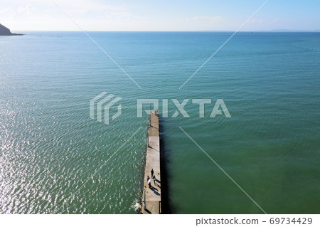Tomiura coast Haraoka coast Okamoto pier drone aerial view 69734429