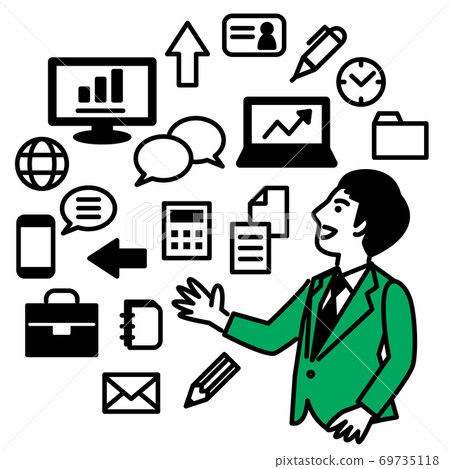 A man looking up at a business tool A man looking up at a business tool 69735118