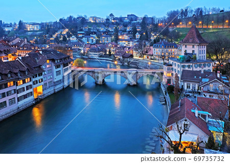Panoramic view of Bern in Twilight time at Switzerland 69735732