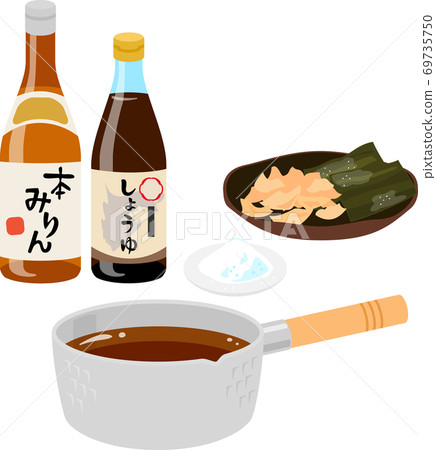 Mentsuyu ingredients and snow pan Mentsuyu ingredients and snow pan 69735750